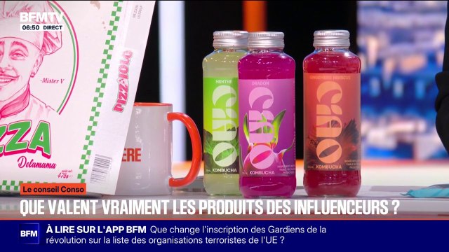 LE CONSEIL CONSO - Ciao Kombucha de Squeezie, pizzas Delamama de Mister V, barres protéinées de Tibo InShape...le succès des produits des influenceurs vendus en magasin