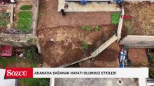 Adana'da sağanak hayatı olumsuz etkiledi; istinat duvarı yıkıldı, mezarlıklar su altında kaldı