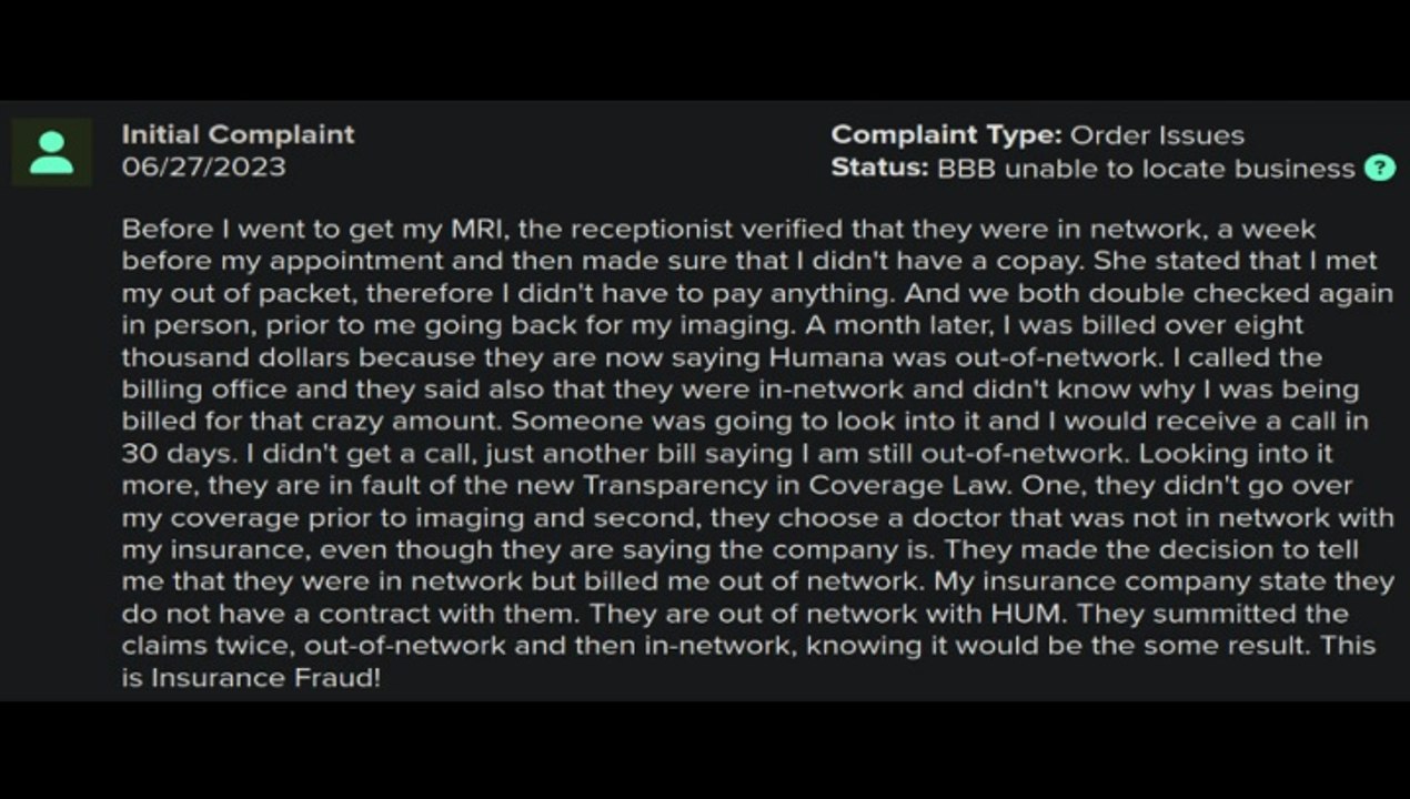American Health Imaging (AHI) Accused Of Misrepresenting Accepted Insurance Proivders - $8000 Bills