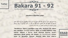 Esad Mansur - Bakara Suresi Tefsiri 91-92