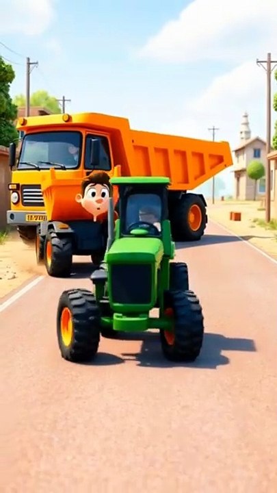 Dumper Truck 🚛 & Tractor 🚜 Teamwork | Funny Cartoon for Kids #Shorts