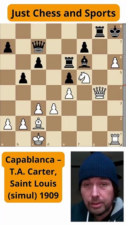 Capablanca vence a Carter con el jaque mate de Anderssen (1909)
