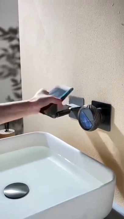 Titanium LED digital display wall mounted bathroom faucet