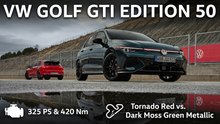 VW Golf GTI Edition 50 in Tornado Red & Dark Moss Green Metallic