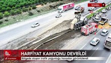 İstanbul'da harfiyat kamyonu devrildi
