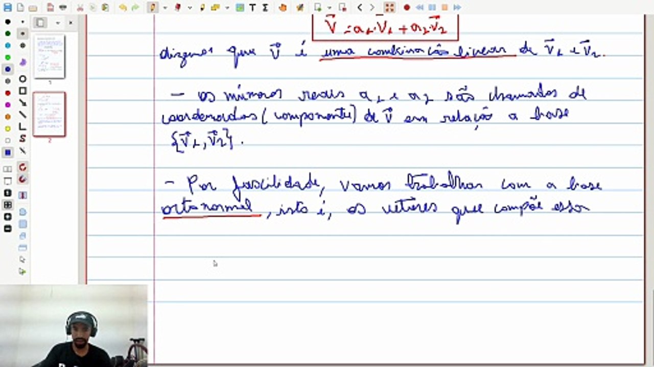 Decomposição de um Vetor no Plano; Combinação linear; Base Ortonormal; Base Canônica | VET&GEO-A2.2