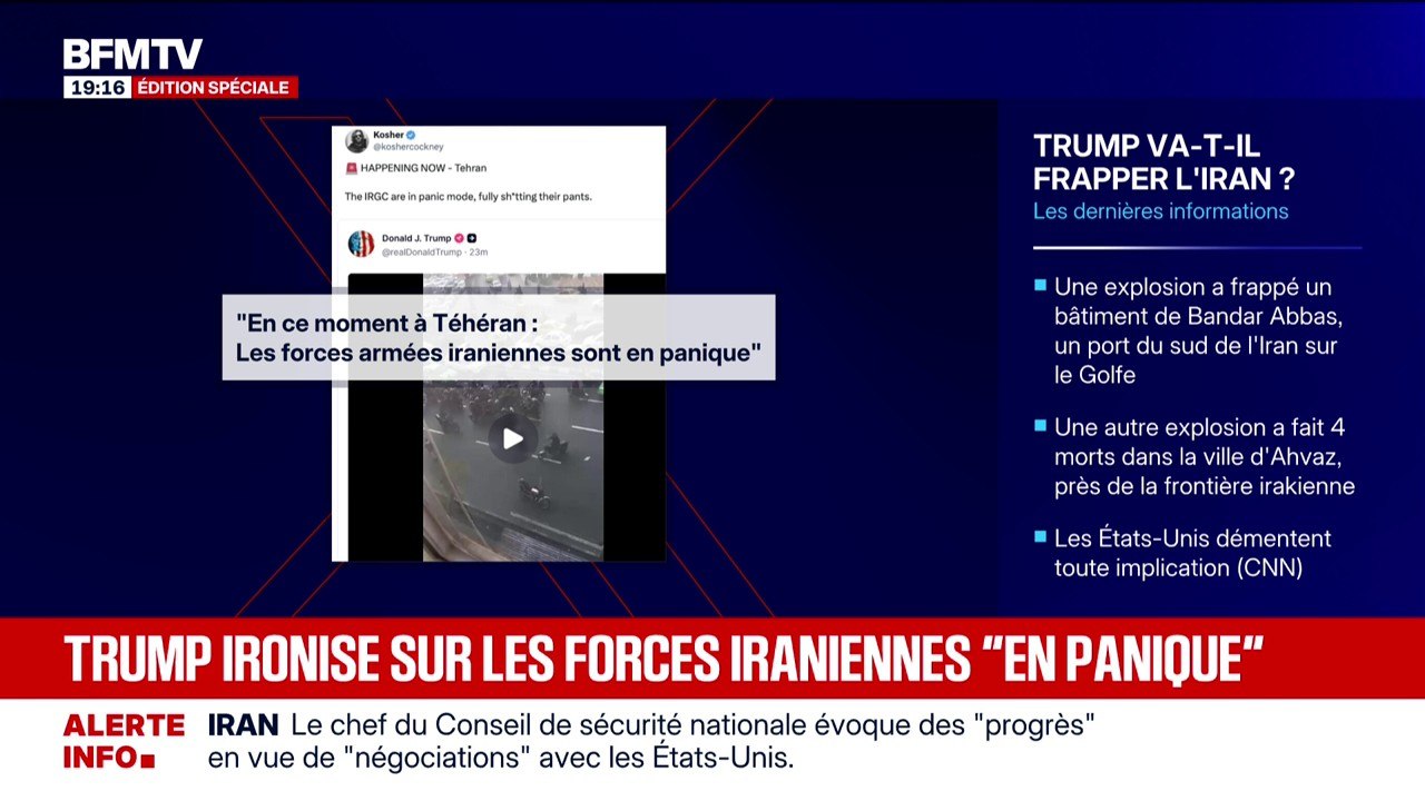Donald Trump ironise sur les forces iraniennes qui "sont en panique" après l'explosion en Iran