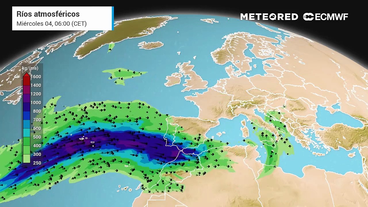 Un río de humedad impactará en España, especialmente en Andalucía
