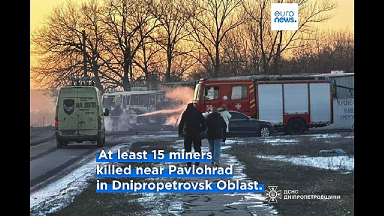 Russian strike on Ukrainian bus kills 15 miners, injures seven others