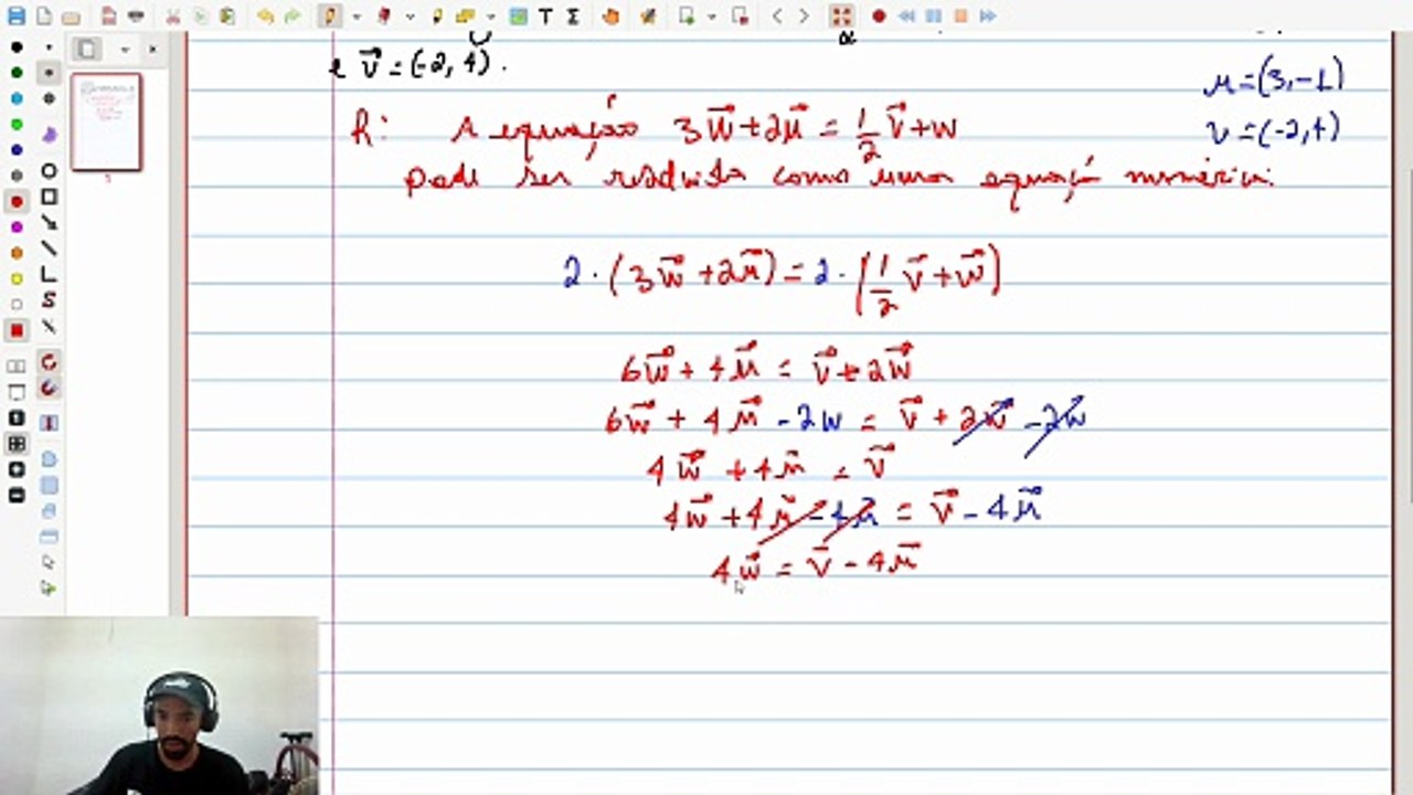 (Exercício 1) [Sec. 2.3.3 - Q.1 - Steinbruch] Determinar o vetor w na igualdade | VET&GEO-A2.8