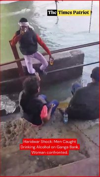 Haridwar Shock: Men Caught Drinking Alcohol on Ganga Bank, Woman confronted.