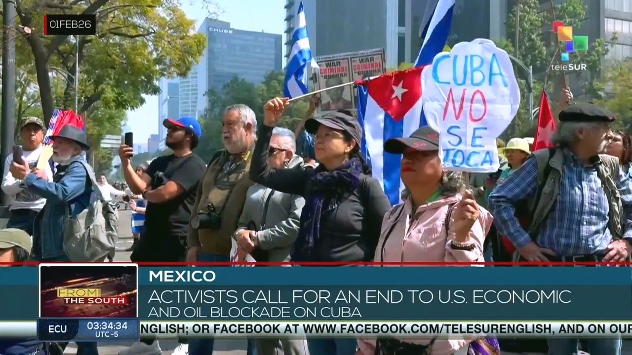 Mexico activists call for an end to U.S. economic and oil blockade on Cuba