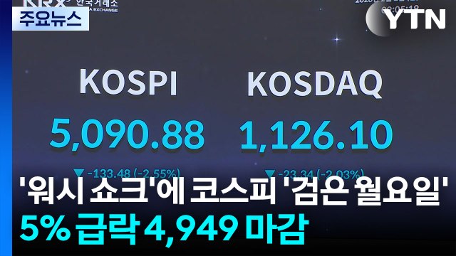 ’워시 쇼크’에 코스피 ’검은 월요일’...5% 급락 4,949 마감 / YTN