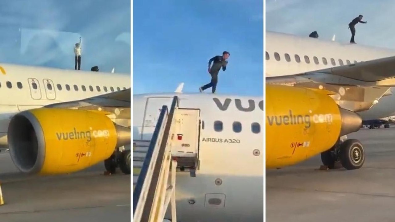 Un giovane si arrampica sul tetto di un aereo e blocca il decollo: volo in ritardo di due ore