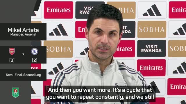 'A cycle that you want to repeat constantly' - Arteta on Arsenal trophy hunt