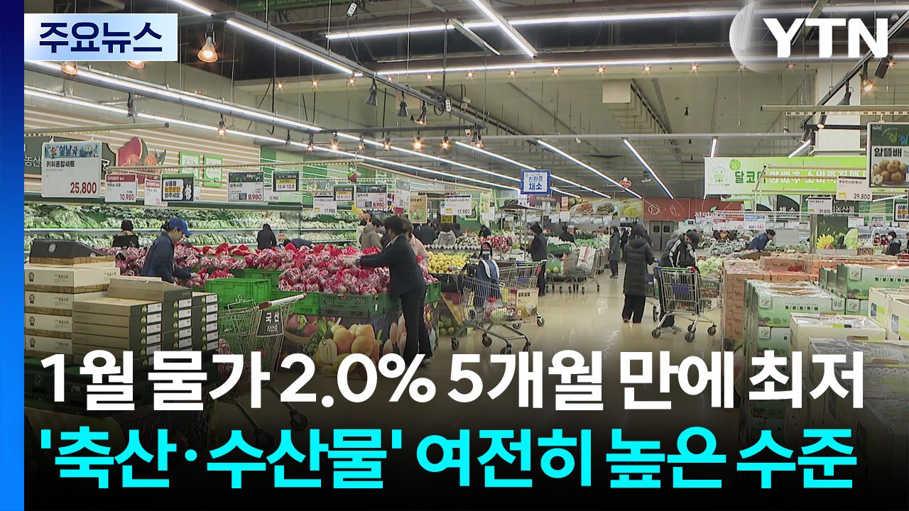 1월 물가 2.0% 5개월 만에 최저...’축산·수산물’ 여전히 높은 수준 / YTN