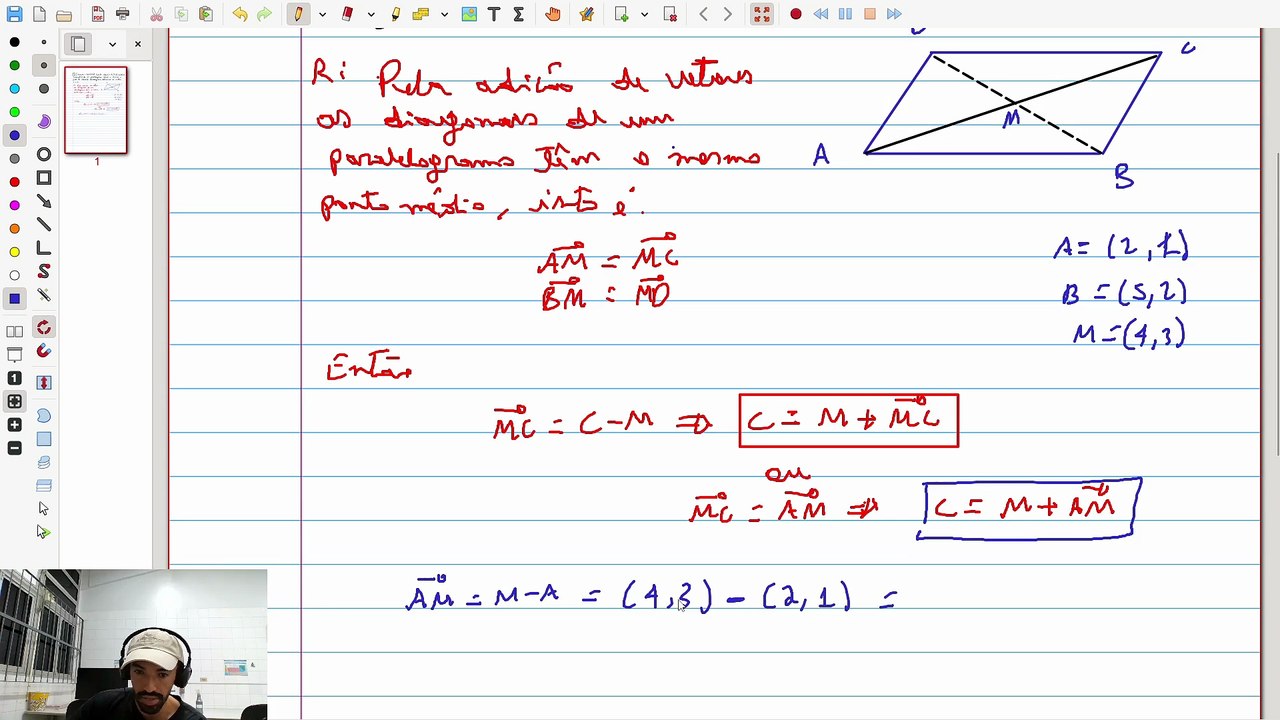 (Exercício 6) [Exemplo  - Winterle ] Determinar os vértices C e D | VET&GEO-A2.14