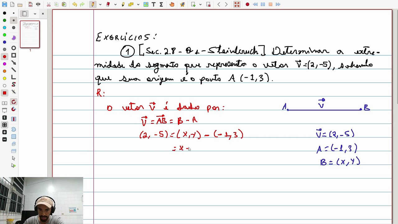 (Exercício 1) [Sec. 2.8 - Q.1 - Steinbruch] Determinar a extremidade do segmento | VET&GEO-A2.22