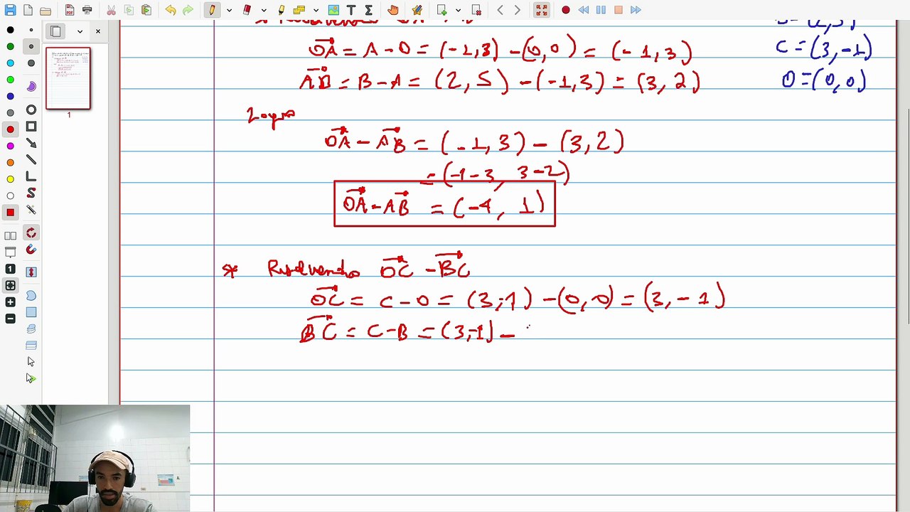 (Exercício 3) [Sec. 2.8 - Q.3 - Steinbruch] Calcular OA-AB, OC-BC e 3BA-4CB | VET&GEO-A2.24