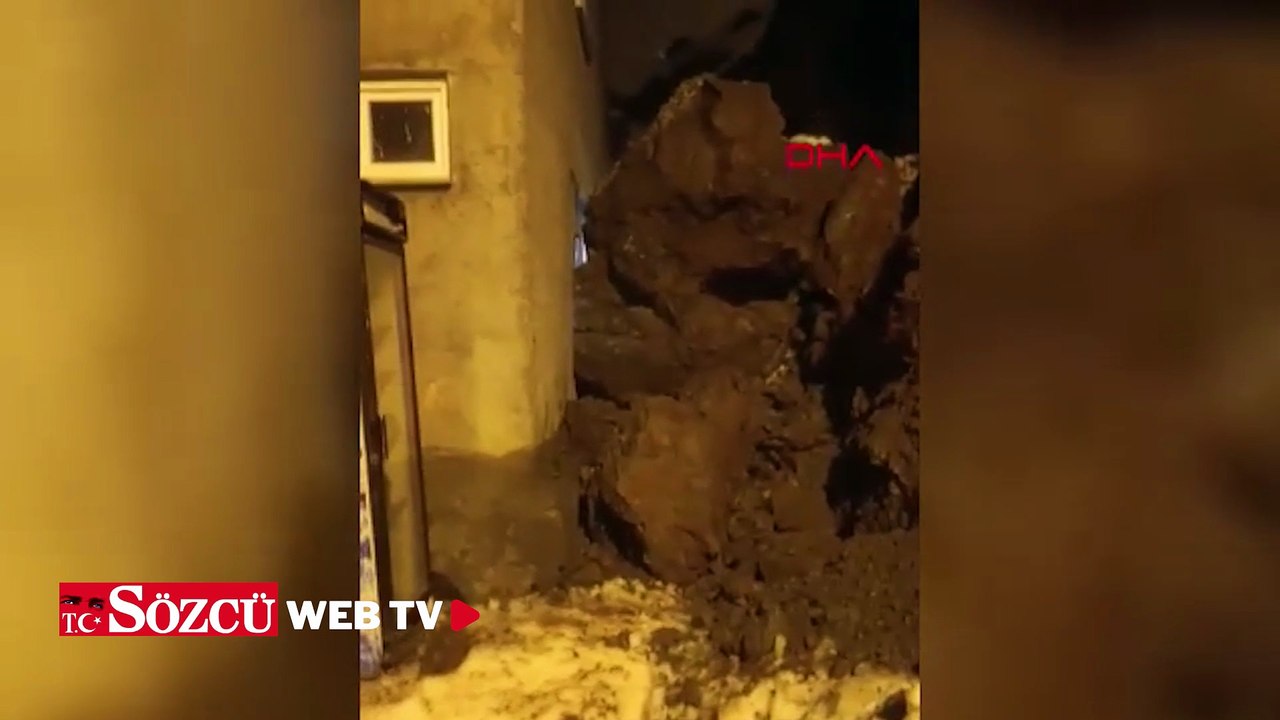 Dağdan kopan kaya parçası evin duvarını delip, yatak odasına girdi