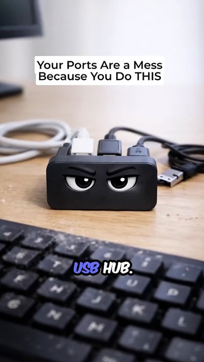 USB Hub Chaos Fix It in 10 Seconds 😳 #desksetup #cablemanagement #oddlysatisfying #desktok