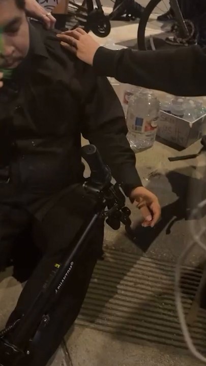 Stunned protester shot in eye by less lethal round in LA