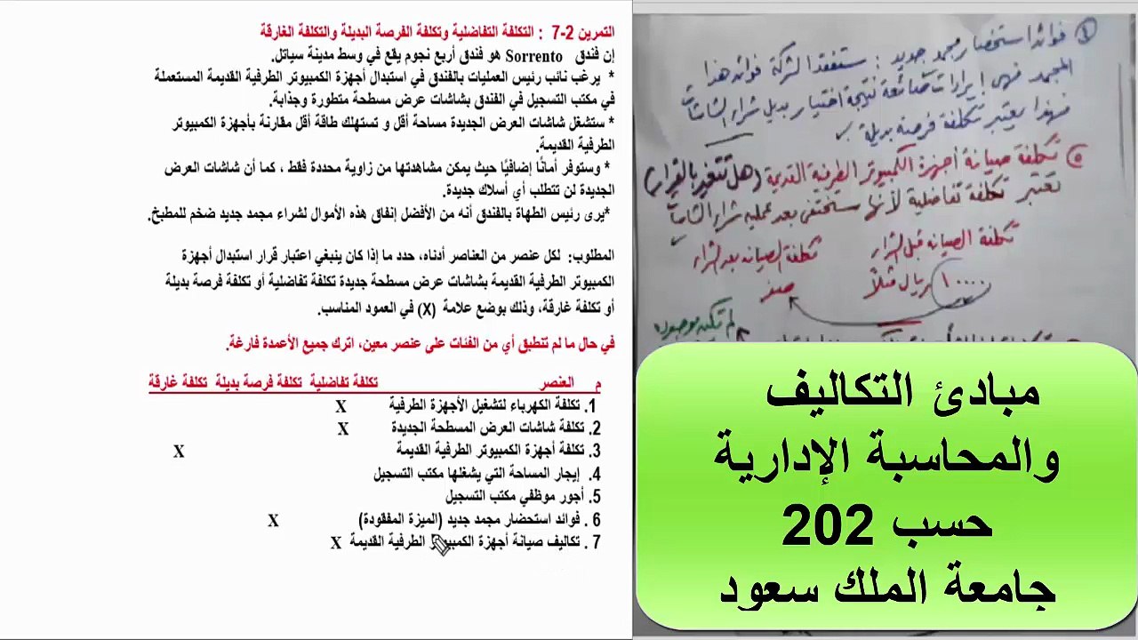 شرح مادة مبادئ التكاليف والمحاسبة الإدارية حسب 202 - علاقة التكاليف باتخاذ القرارات