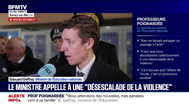 Professeure poignardée à Sanary-sur-Mer: Les détecteurs de métaux ne permettent pas d'arrêter en tant que tel un criminel affirme Édouard Geffray, ministre de l'Éducation nationale