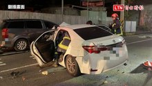 影像曝光！台中自小客車頭撞爛2人傷 駕駛顱內出血急手術