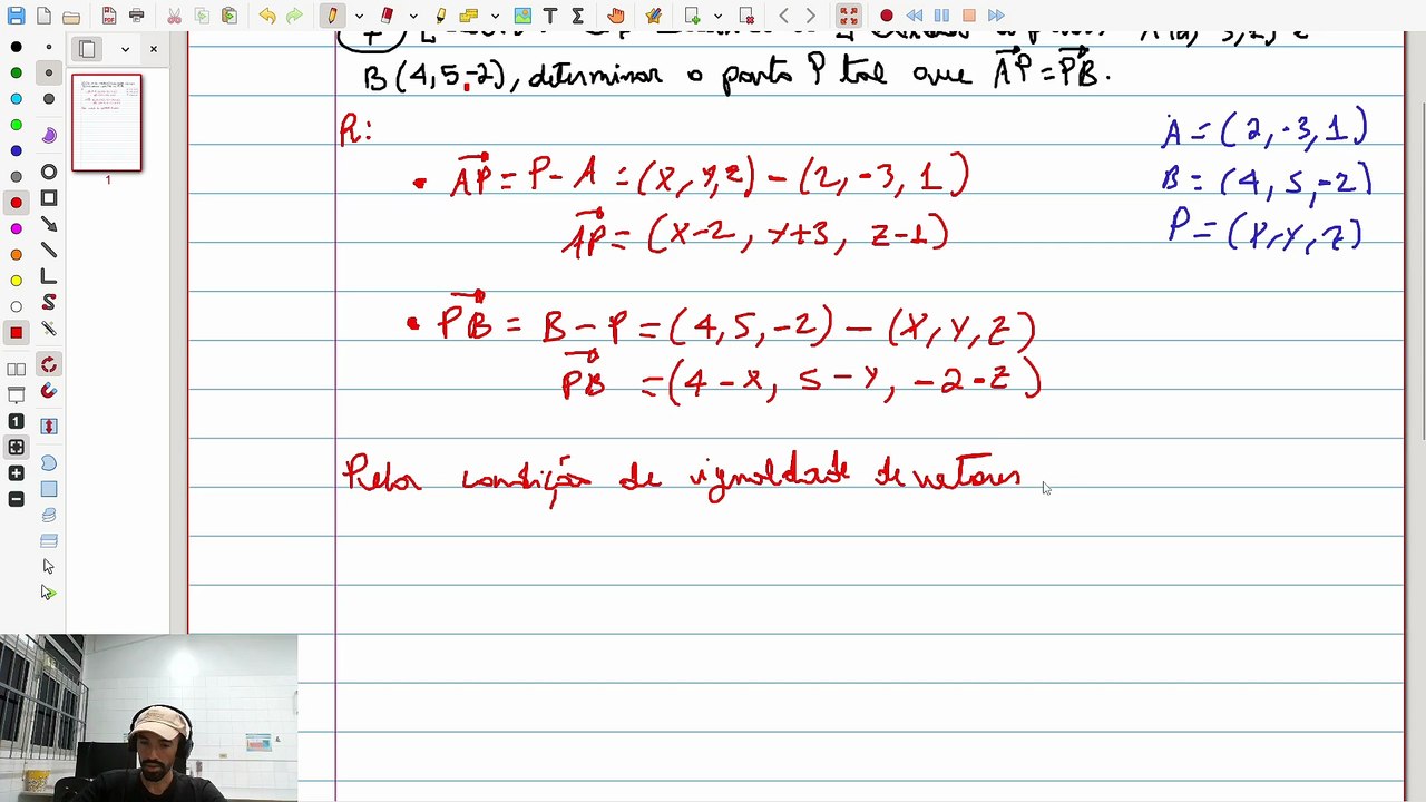 (Exercício 7) [Sec. 2.8 - Q.7 - Steinbruch] determinar o ponto P tal que AP=PB | VET&GEO-A2.28