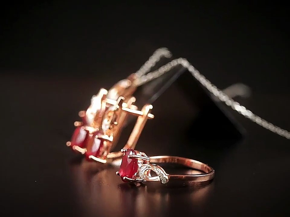 Luxury Natural Ruby Jewelry Set | 925 Sterling Silver Gift for Women