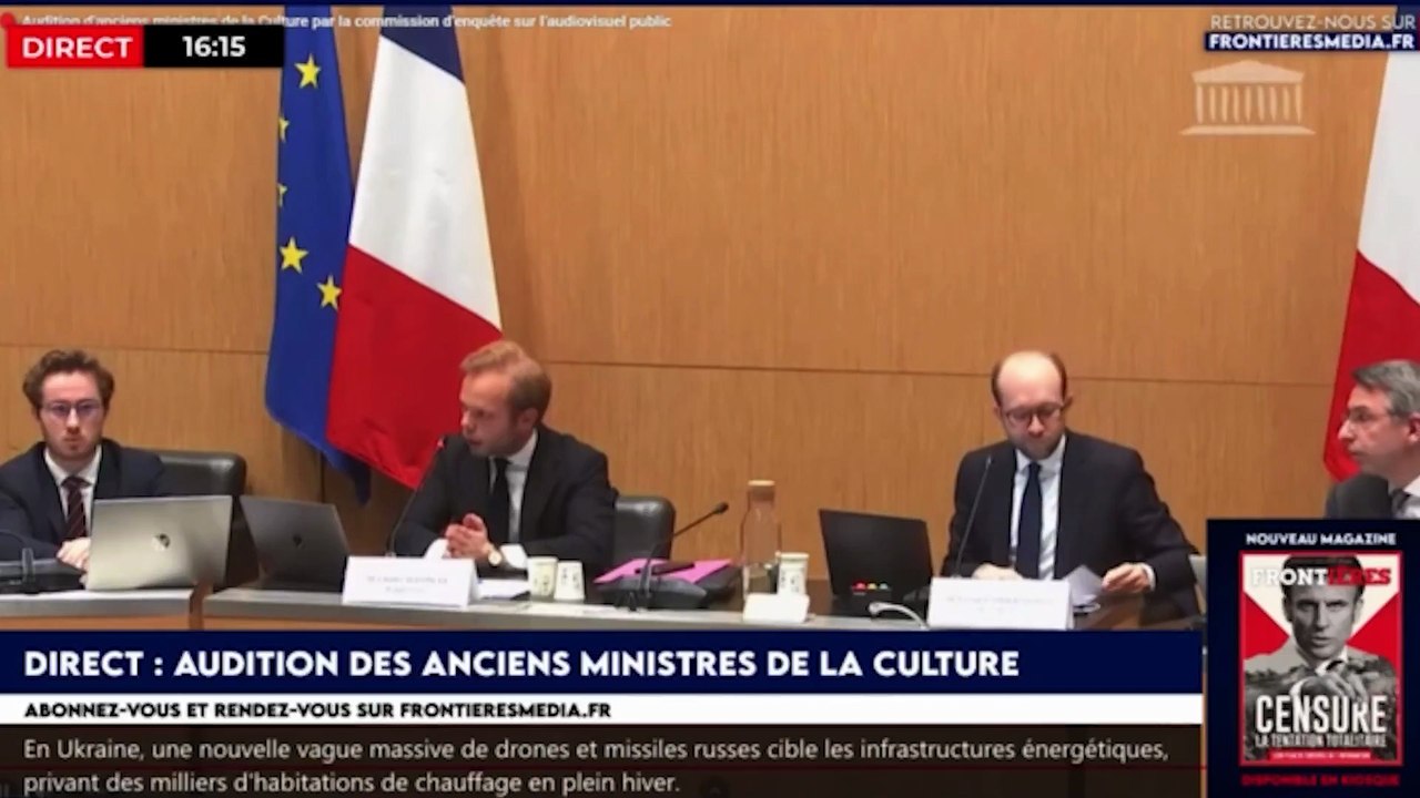 Le Président de la Commission sur l'Audiovisuel Jérémie Patrier-Leitus hausse le ton face à Charles Alloncle pour l'empêcher de poser des questions précises sur les comptes de France Télé