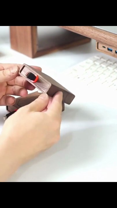 Extendable Charging Cord Holder – Walnut Cable Organizer