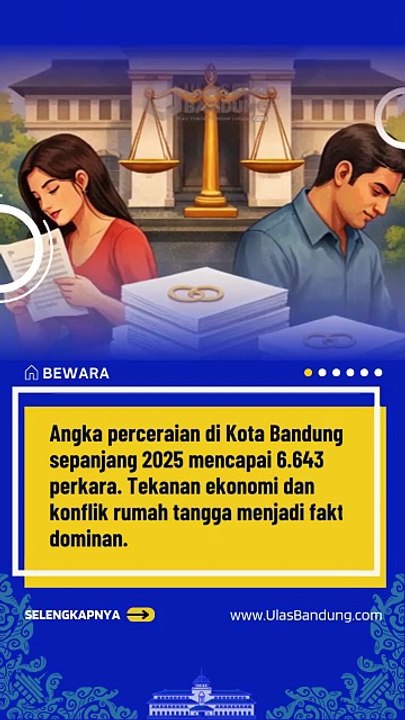 Perceraian di Kota Bandung Meledak 2025, 6.643 Kasus Terungkap Tekanan Ekonomi Jadi Biang Kerok
