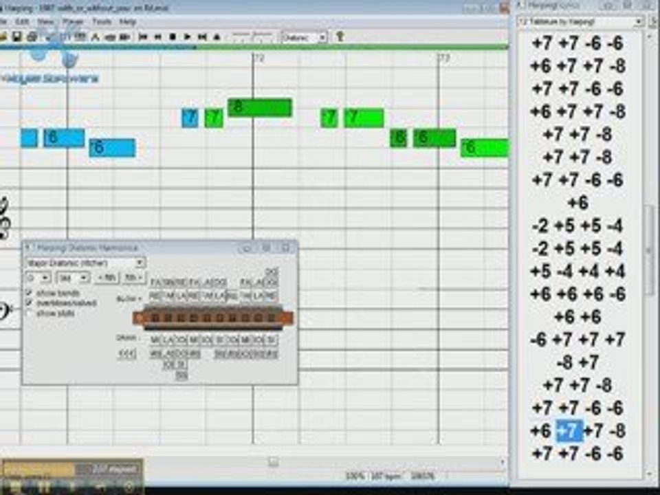 U2 Tab Vidéo Harmonica en Ré :with or without you