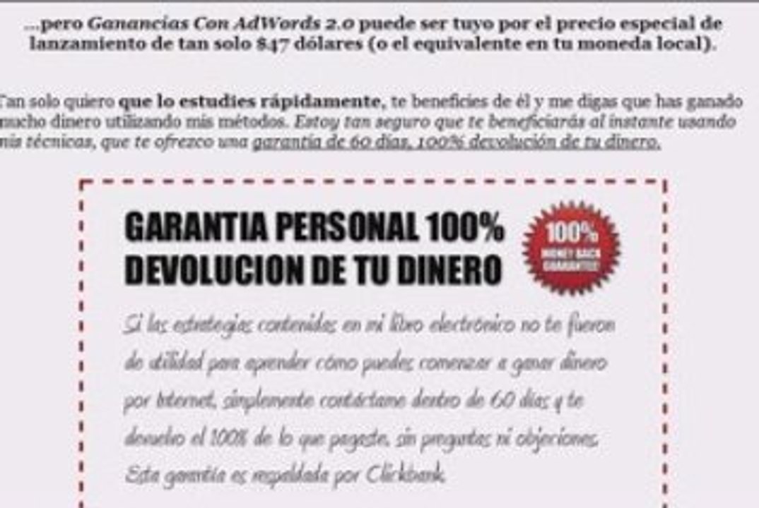 Ganar con google te otorga una garantía