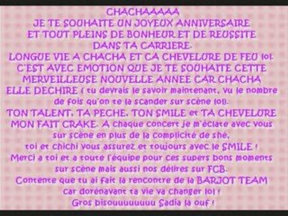 Bon anniversaire Chacha!!