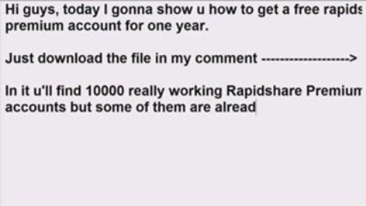 Free Rapidshare Premium Accounts May 2009