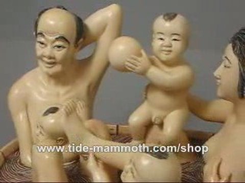 mammoth ivory carving Family Bathing Figurines 37214