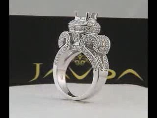 Round Diamond Semi Mount Engagement Ring 14k White Gold