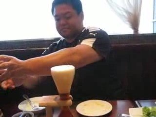 Bro. Ryu drinks two beers at the same time (as usual)