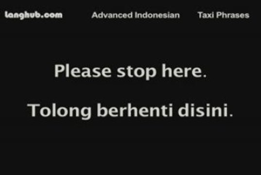 Indonesian Taxi Phrases - Learn Indonesian with Langhub.com