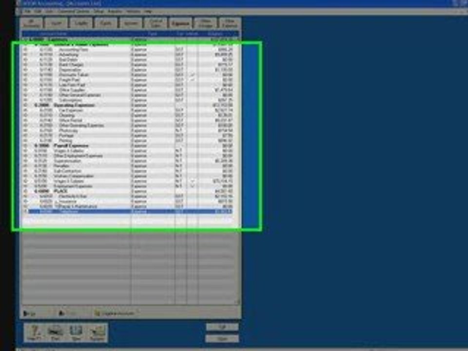 How to group like accounts together in MYOB