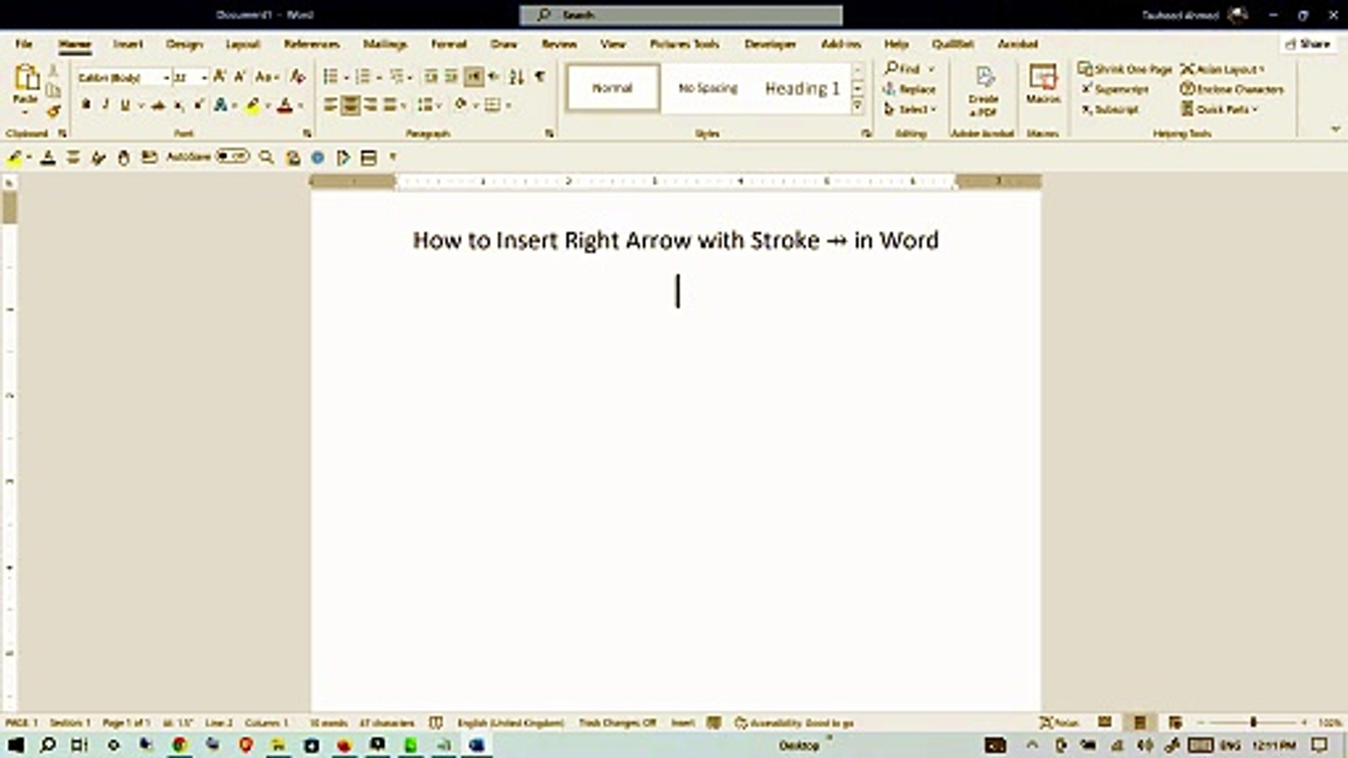 How To Draw A Arrow In Word