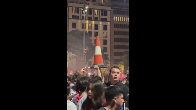 Los conos: el objeto que más apareció en la celebración del FC Barcelona ayer
