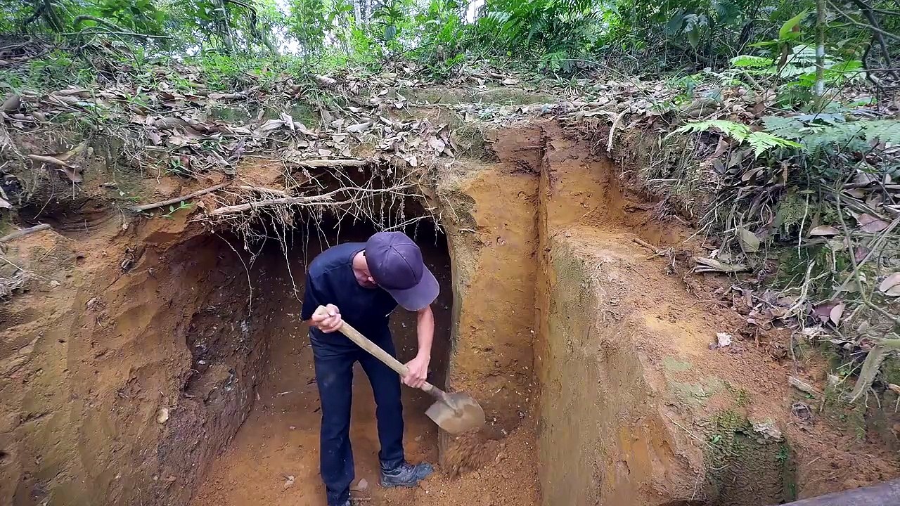 He Built an Underground Survival Shelter Alone in the Wild | Full Bushcraft Build