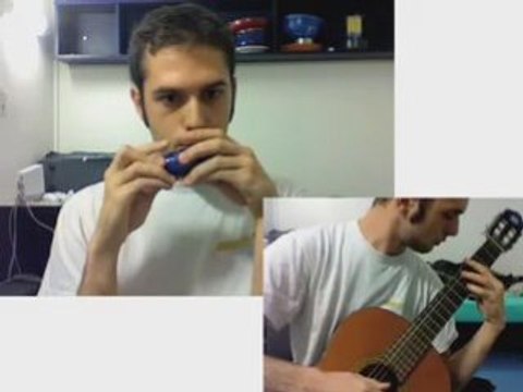 Zelda Epona's Song with my ocarina and guitar (self duet)