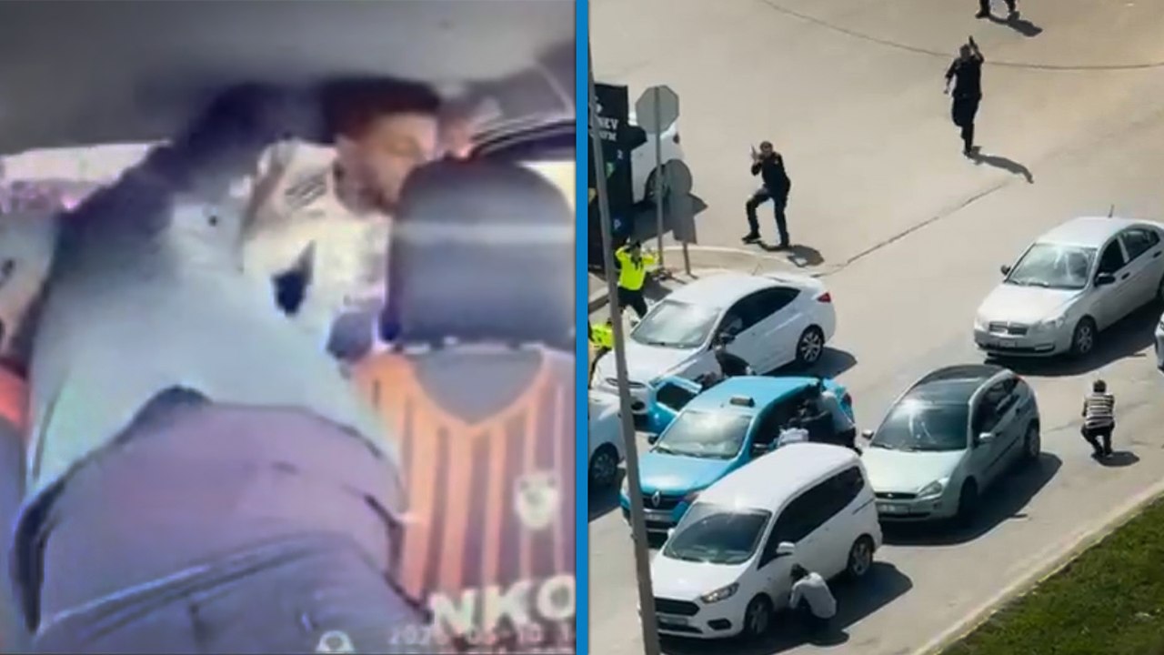 Takside nefes kesen mücadele: Kendisini rehin alıp polise ateş açan saldırganın tüfeğinin üzerine atladı!
