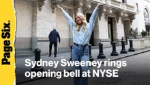 Sydney Sweeney rings the opening bell at the New York Stock Exchange for American Eagle