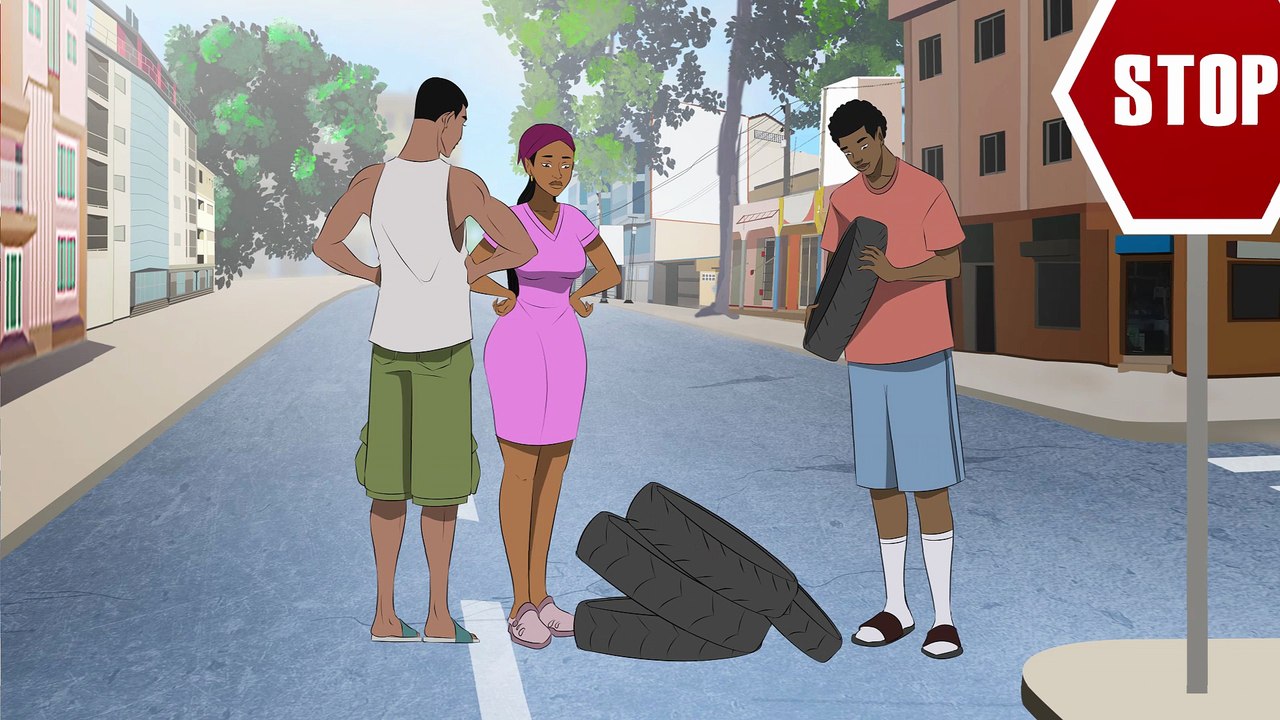 Pneus brûlés sur la route